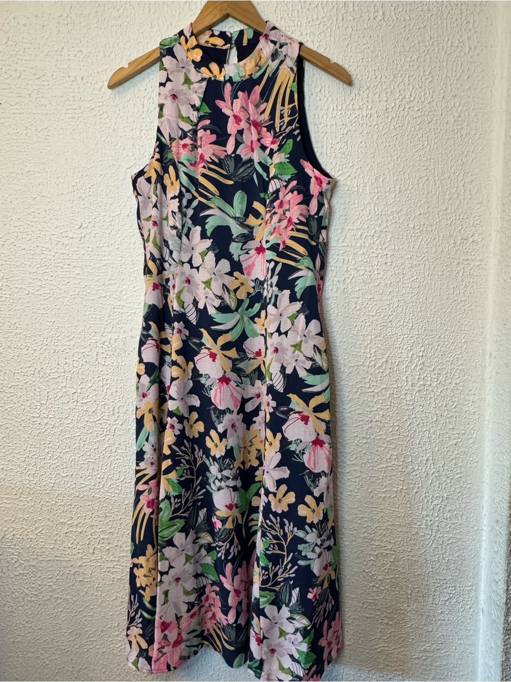 Donna Ricco Navy Floral Sleeveless Midi Dress